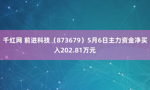 千红网 前进科技（873679）5月6日主力资金净买入202.81万元
